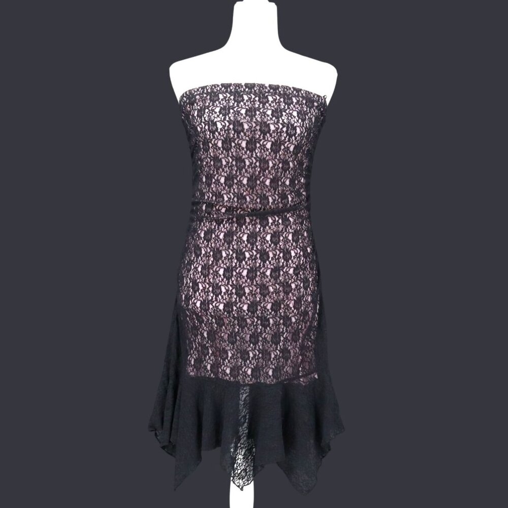 Finesse Sheer Lace Dress Womens L Black Romantic Dark Feminine Goth Alt Y2K 80's